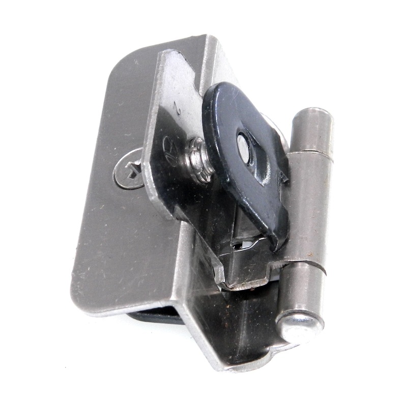 Pair of Double Demountable 1/2 Overlay Cabinet Hinges Satin Nickel BPR8704G10