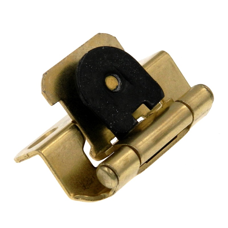 Single Demountable Flush Cabinet Door Hinge 3/8 Overlay Polished Brass CM8716-3