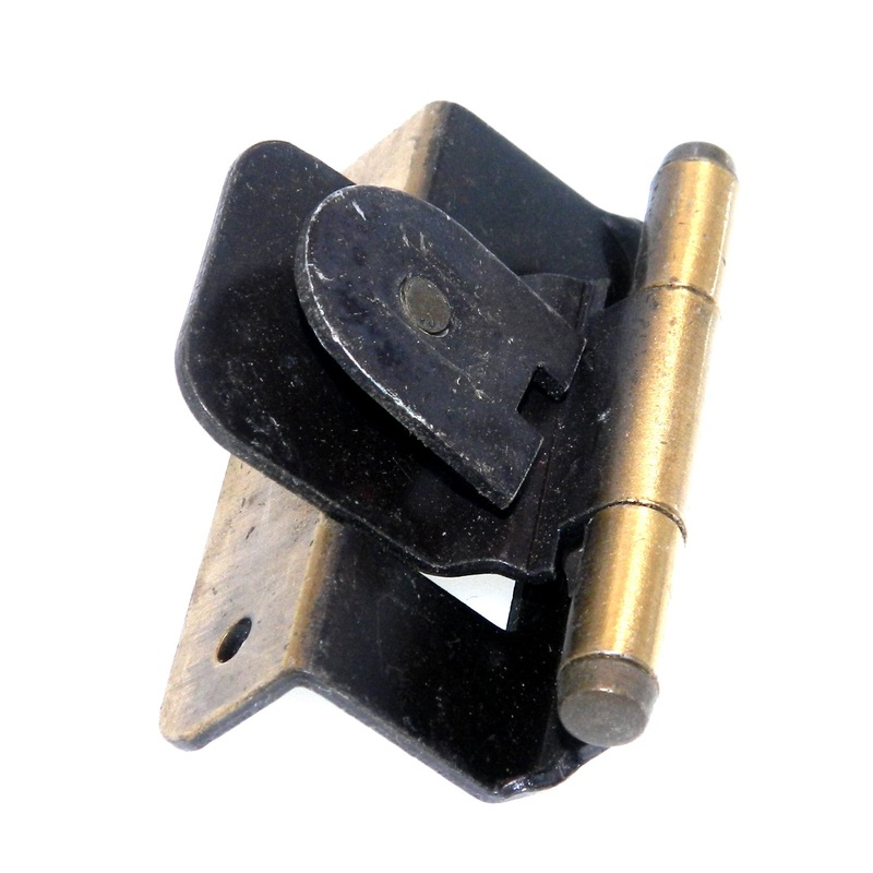 Single Demountable, Reverse Bevel Cabinet Hinge 1/4 Overlay Antique English CM7724-AE
