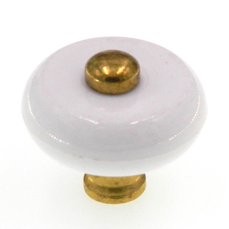 Amerock Allison Polished Brass, White Center 1 3/16 Cabinet Knob BP76268-WH3