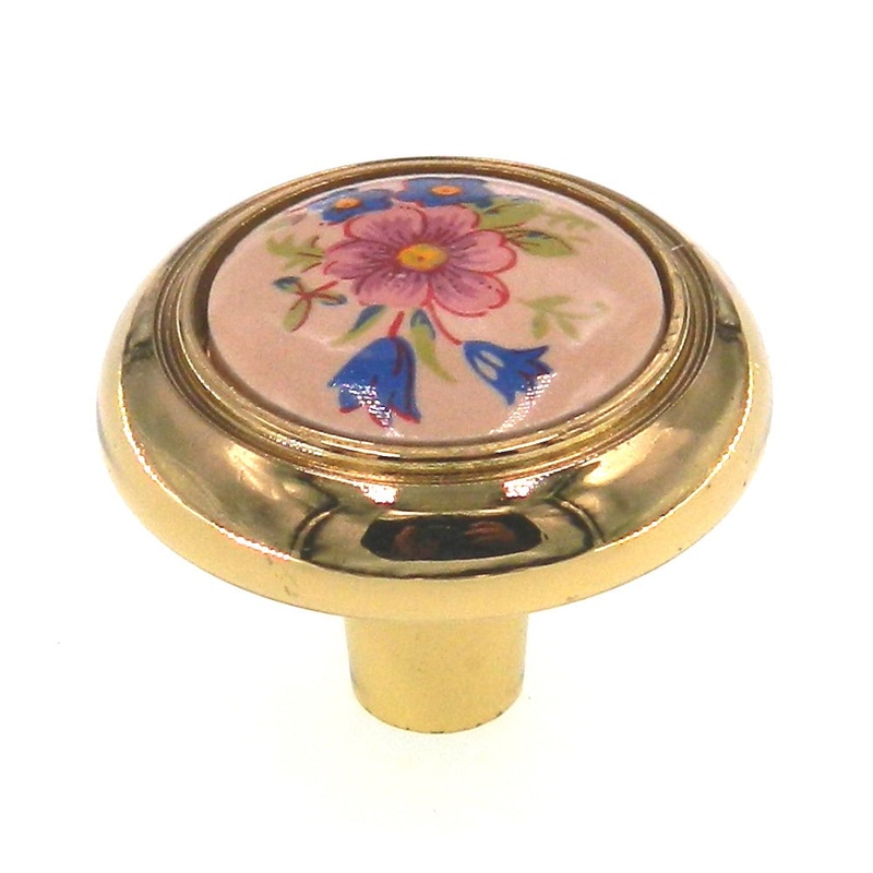 Amerock Polished Brass, Floral Almond Center 1 1/4 Cabinet Knob BP76244-FAL3