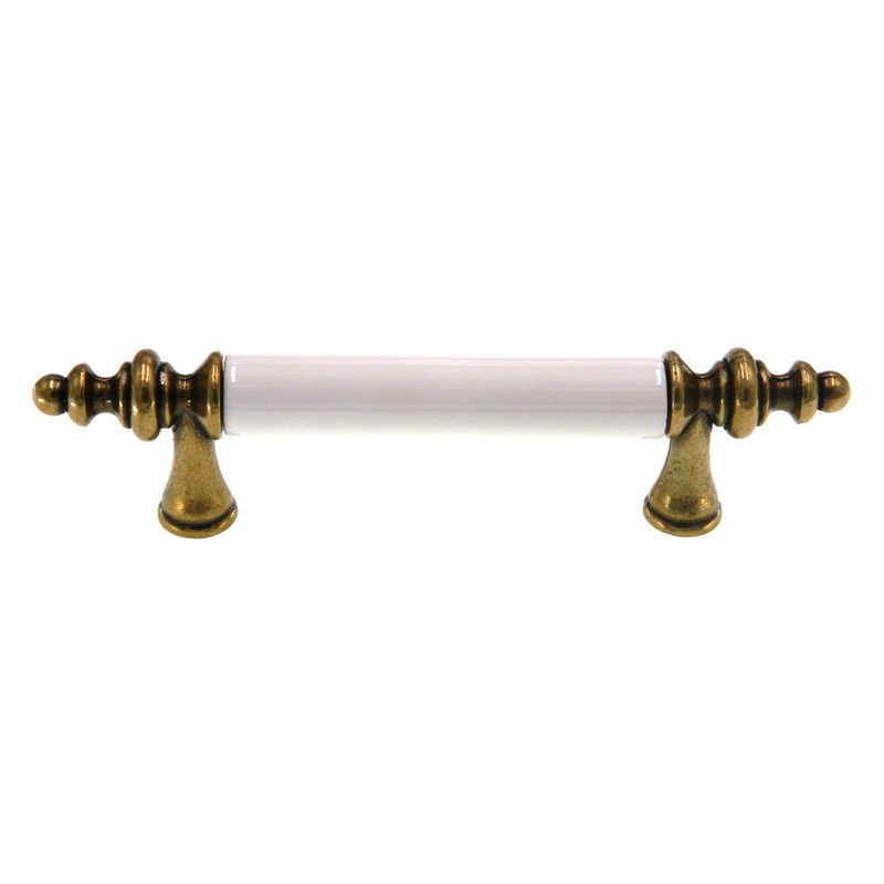 Amerock Royal Polished Brass, White 3 CTC Cabinet Arch Pull Handle BP76242-WB