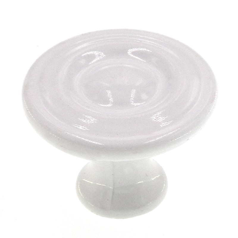 P14402-W White 1 1/8 Round Flat Cabinet Knob Pull Hickory Eclipse