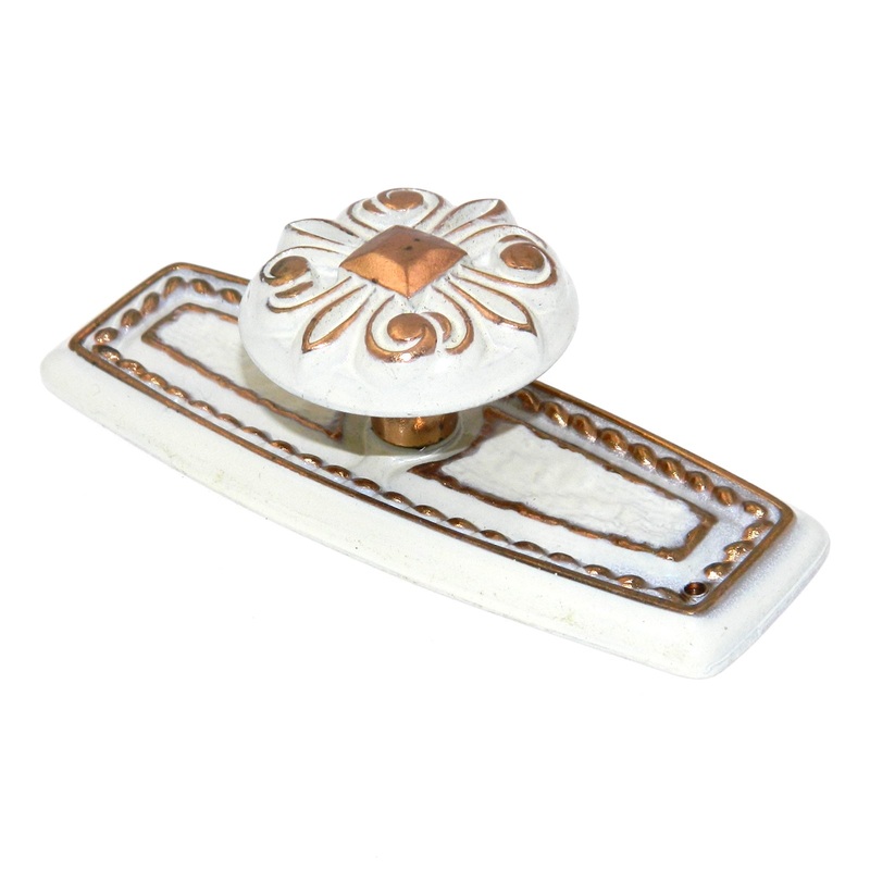 Vintage Amerock Bonaventure White Cabinet Knob with 3-9/16 Backplate BP274-RW