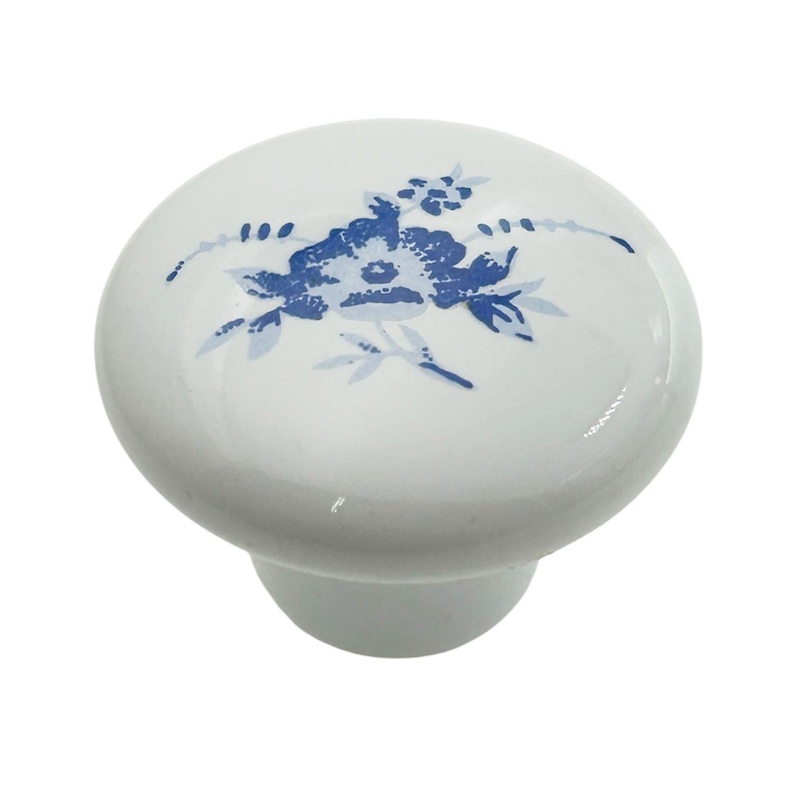 Amerock Allison 69120 Blue Flower White Ceramic 1 1/4 Cabinet Knob Pull