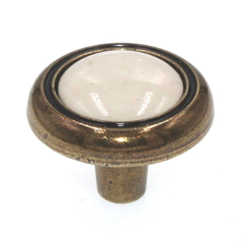 Amerock Allison Antique Brass Light Almond Center 1 1/4 Cabinet Knob BP76244-AB