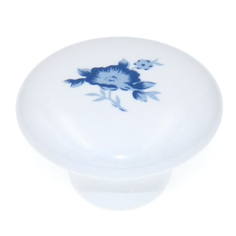 Amerock Allison White 1 1/2 Blue Flower Cabinet Ceramic Knob 69125