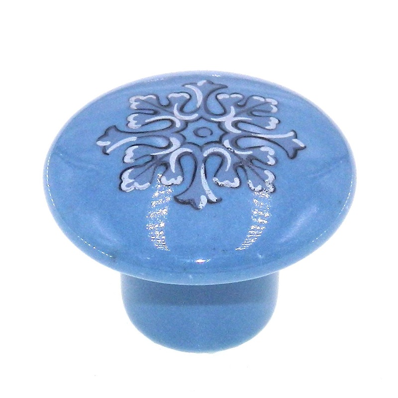 Amerock BP725A-CB1 Blue with Gray Design 1 3/8 Round Ceramic Cabinet Knob Pulls