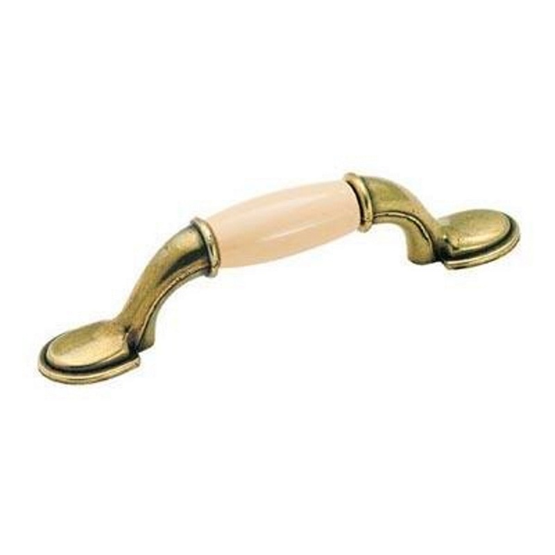 Amerock BP76245-ALB-Antique Brass 3cc Cabinet Pull w/Almond Ceramic Center