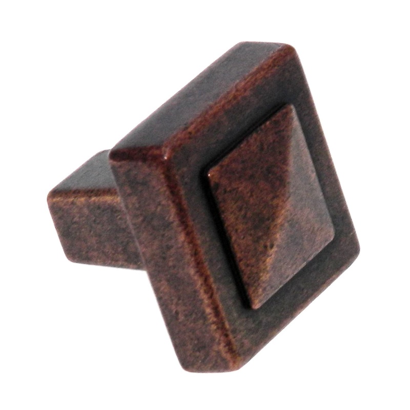 Amerock Forgings Rustic Bronze 1-1/8 Square Cabinet Knob Pull BP4429-RBZ