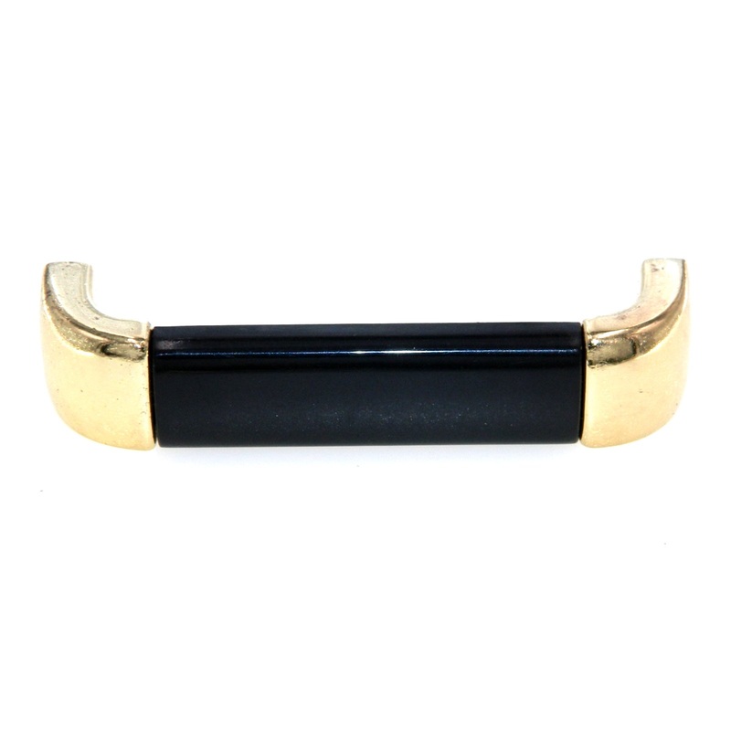 Amerock Metals Bright Brass and Black 3 3/4 (96mm)cc Cabinet Handle BP5525-BJ3