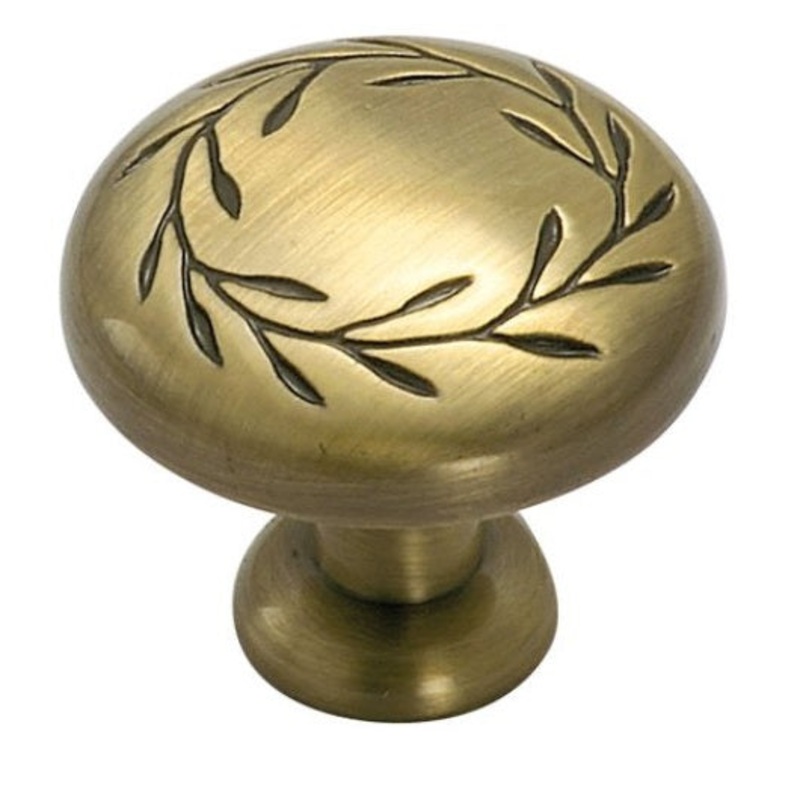 BP1581-EB Elegant Brass 1 1/4 Mushroom Leaf Cabinet Knob Pull Amerock Hardware