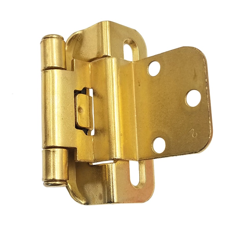 Pair Amerock BP7565-3 Self-Closing Partial-Wrap 3/8 Inset Polished Brass Hinges