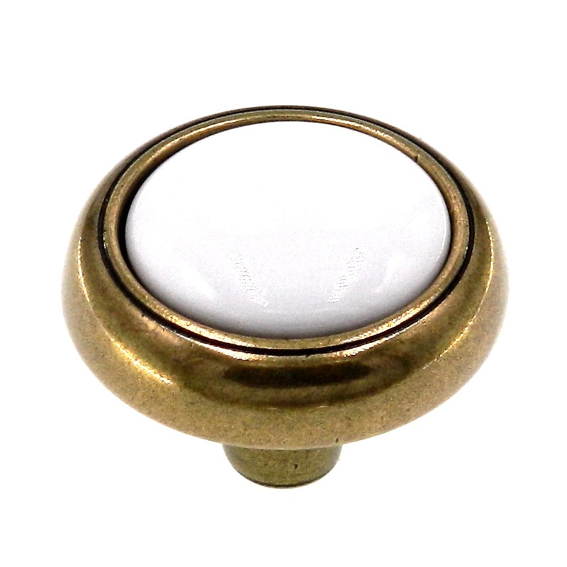 Amerock Allison 1-1/8 Cabinet Knob Antique Brass with White Center 262WAB