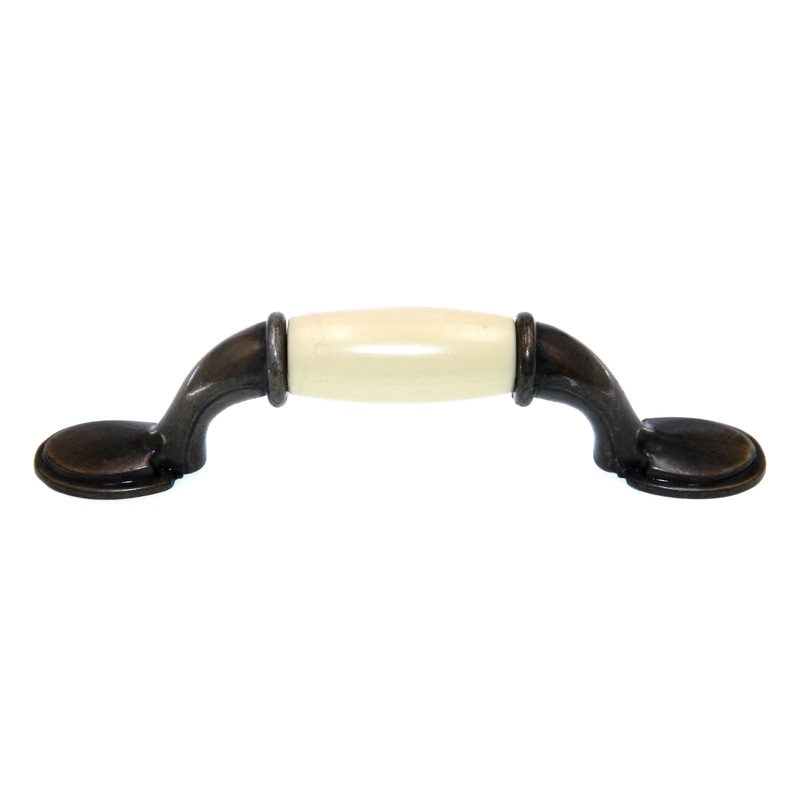 Amerock Allison Antique Brass 3cc Almond Ceramic Center Cabinet Pull 245AAB