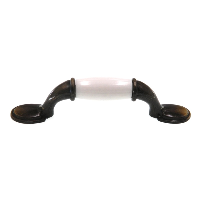 Amerock Allison Antique Brass 3cc White Ceramic Center Cabinet Pull 245WAB