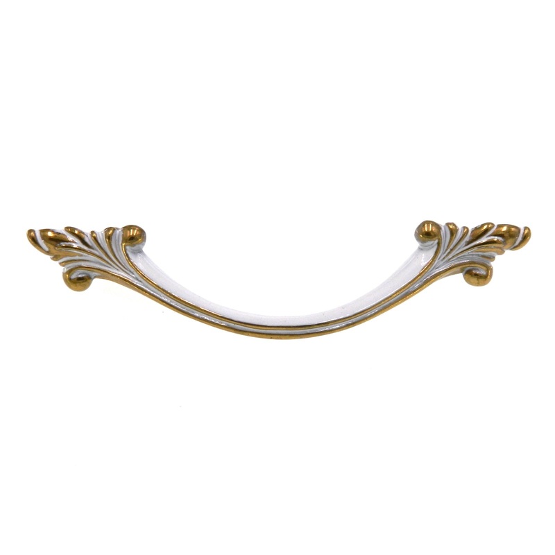 Amerock Provincial Polished Brass White 3cc Leaf Drawer Pull BP3407-BW