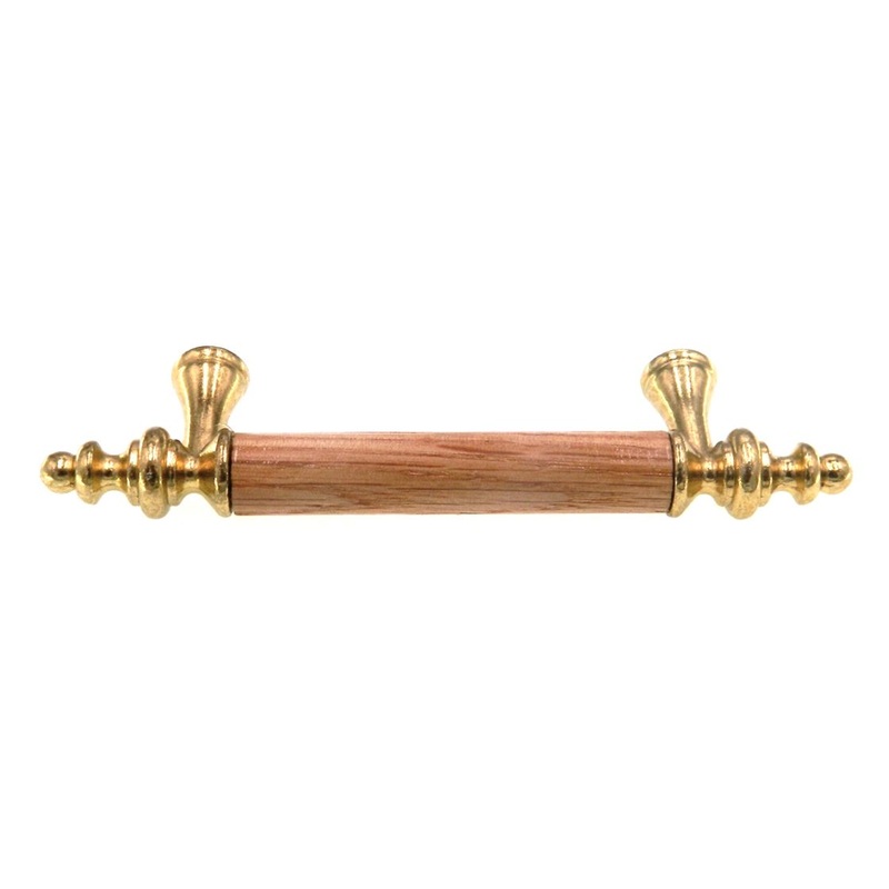Amerock Royal Family Polished Brass 3cc Handle Pull Oak Wood Center BP76242-O3