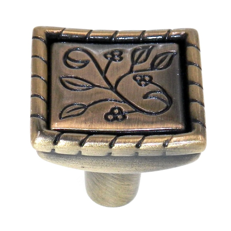 Amerock Vineyard Elegant Brass 1 1/8 Square Vine Cabinet Knob BP4466-EB