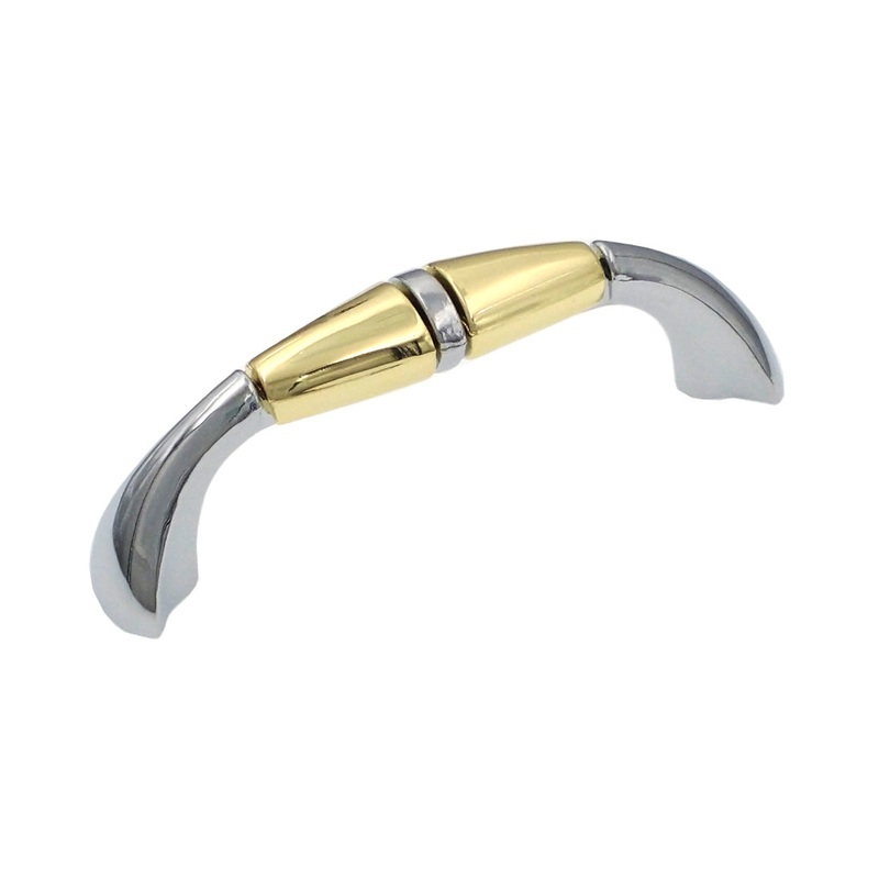 P8314-PBCH Polished Brass and Chrome 3cc Arch Cabinet Handle Pulls Hickory