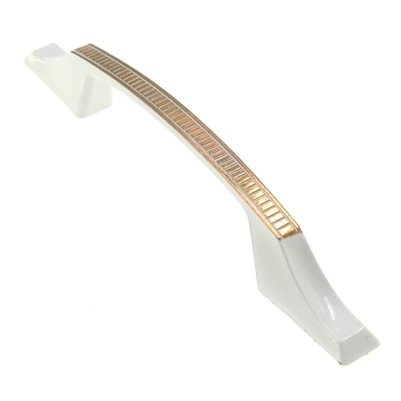 Vintage Amerock Patrician White and Gold 3cc Cabinet Handle Arch Pull BP446-C1