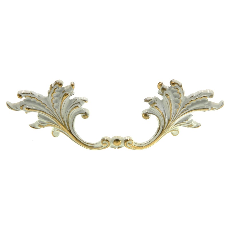 Vintage Amerock Provincial Ivory Gold 3cc Drawer Handle Drop Pull A453-BW