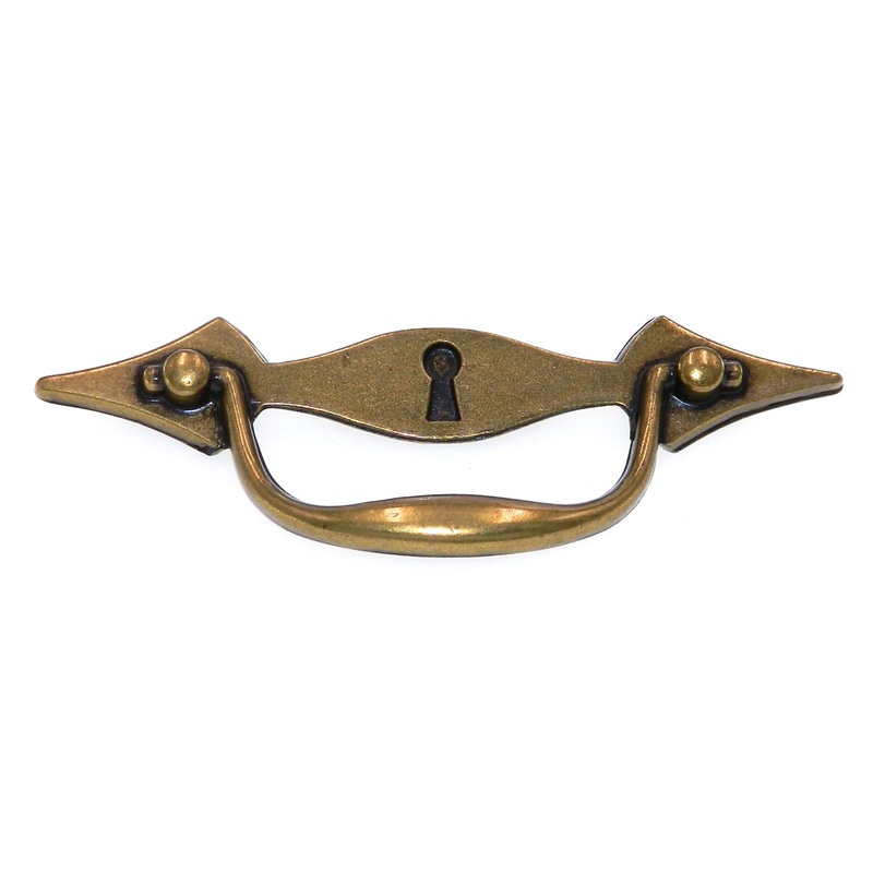 Vintage Amerock Shenandoah Burnished Brass 3cc Faux Lock Drawer Pull BP303-BB