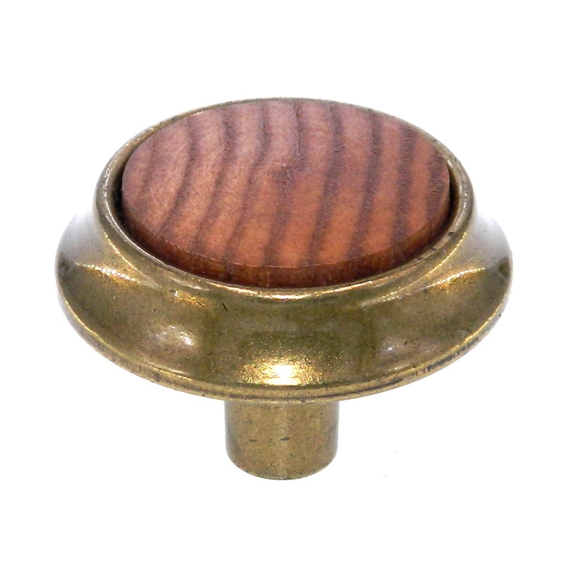 Vintage Amerock Tribute Burnished Brass and Wood 1 1/4 Cabinet Knob BP651-FWD