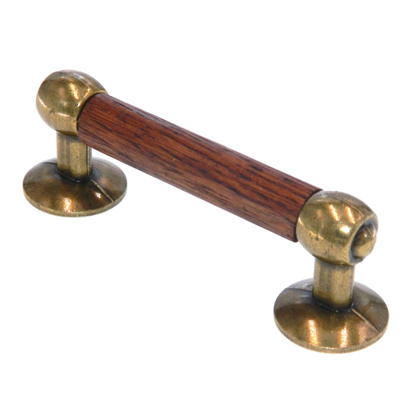 Vintage Amerock Tribute Burnished Brass, Dark Wood 3cc Cabinet Handle BP652-FWD
