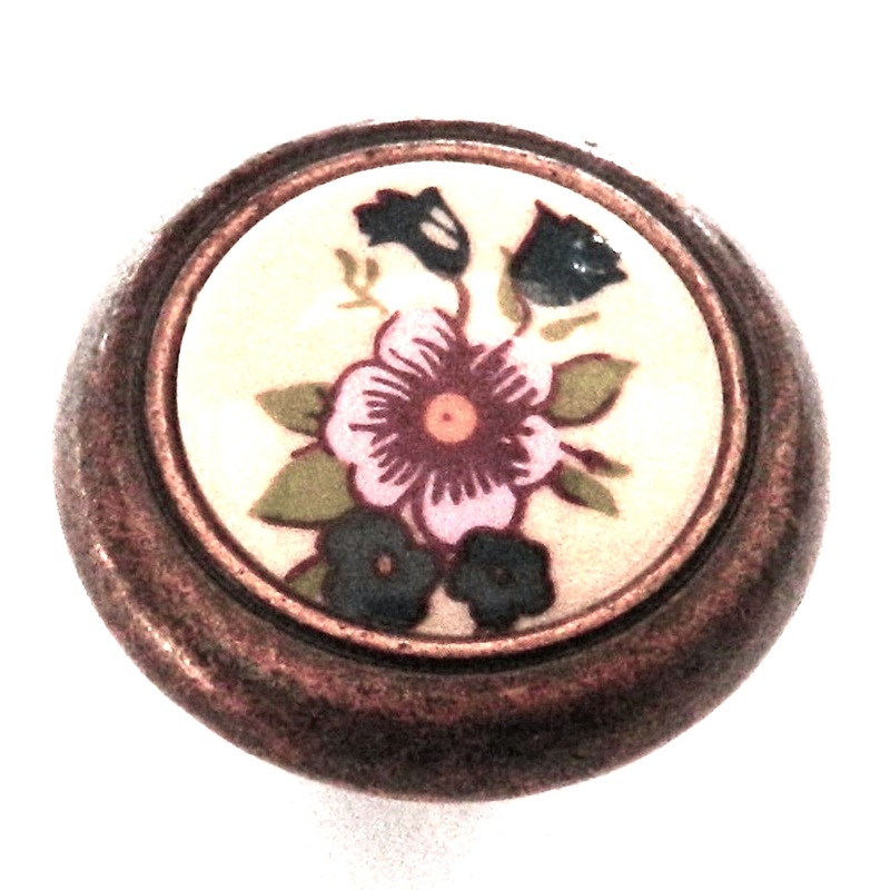 Amerock 244FAB Burnished Brass 1 1/4 Knob Almond Center with Flowers