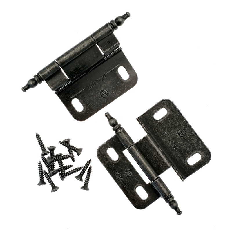 Pair of Amerock Minaret Cabinet Hinges Partial Wrap 3/8 Inset PK7687T-WI