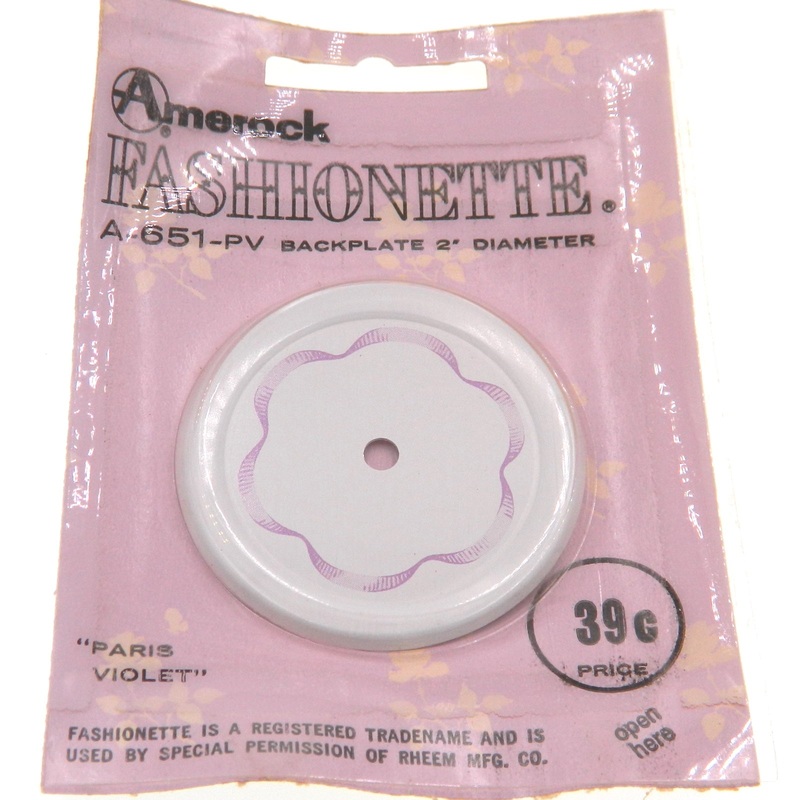 Vintage Amerock Fashionette Paris Violet 2 Cabinet Knob Backplate A651-PV