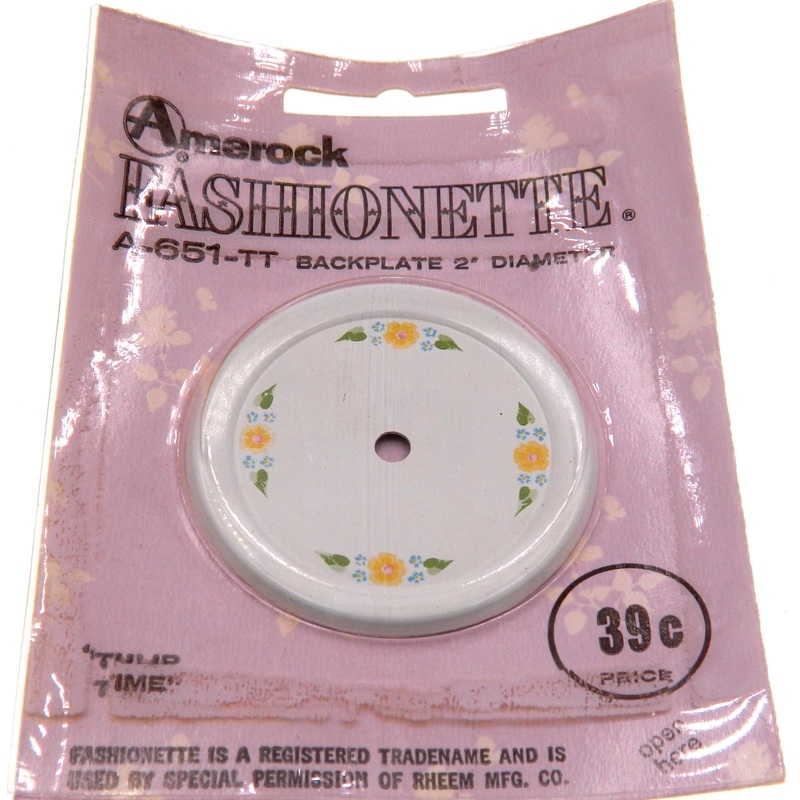 Vintage Amerock Fashionette Tulip Time 2 Cabinet Knob Backplate A651-TT