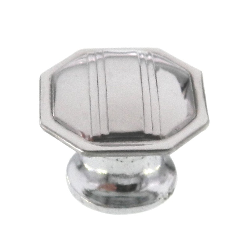 Vintage Amerock Luster-Chrome Polished Chromium 1 1/16 Octagon Knob E570