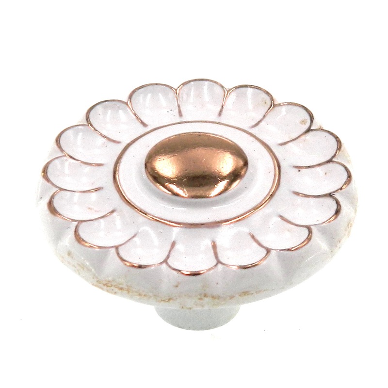Vintage Amerock Provincial Ceramoid White 1 3/8 Round Cabinet Knob A675-C1