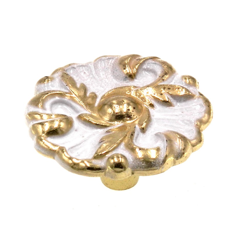 Vintage Amerock Provincial Ivory Gold 1 1/2 Round Cabinet Knob BP593-BW