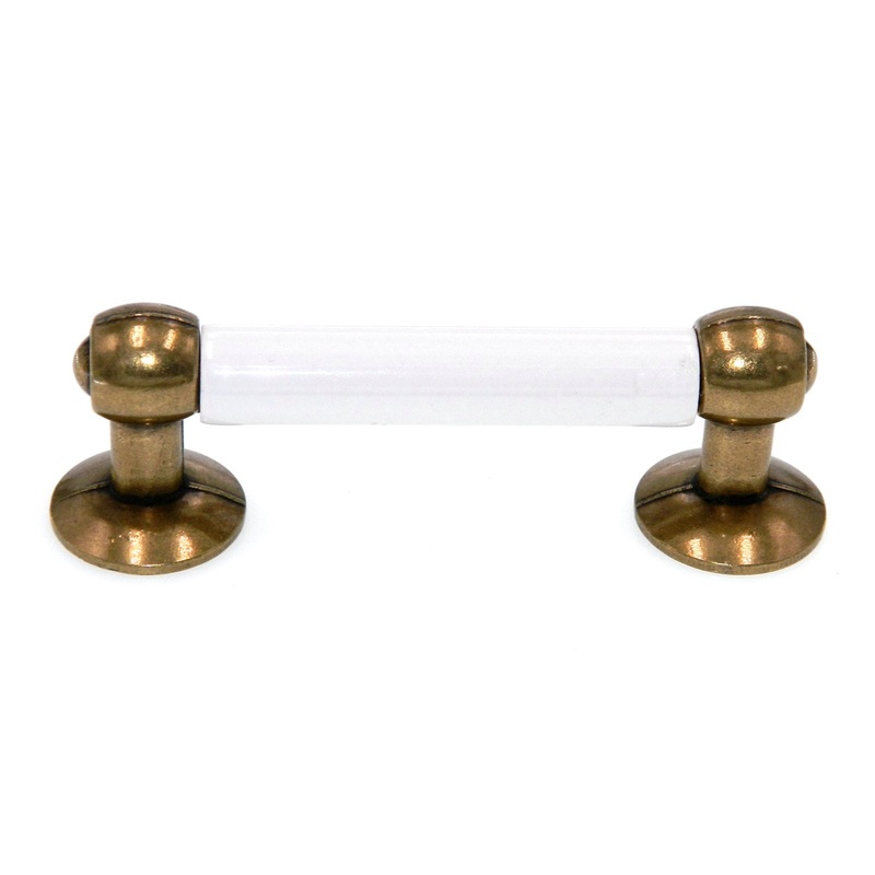Vintage Amerock Tribute Burnished Brass, White 3 Ctr. Cabinet Bar Pull BP652-30
