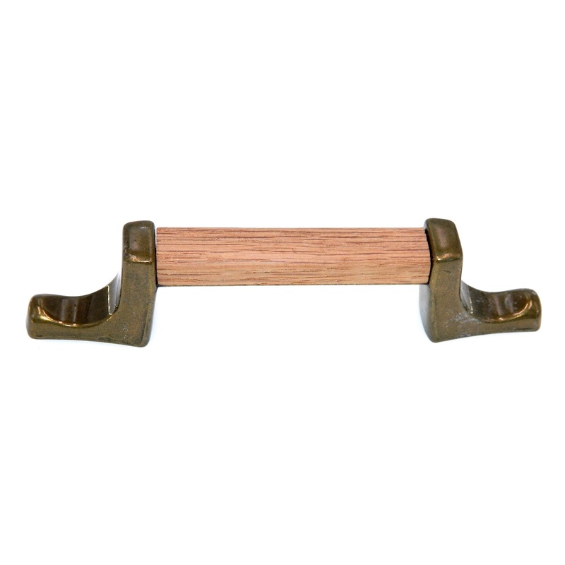 Vintage Amerock Tribute Burnished Brass, Wood 3 Ctr. Cabinet Bar Pull BP630-WD