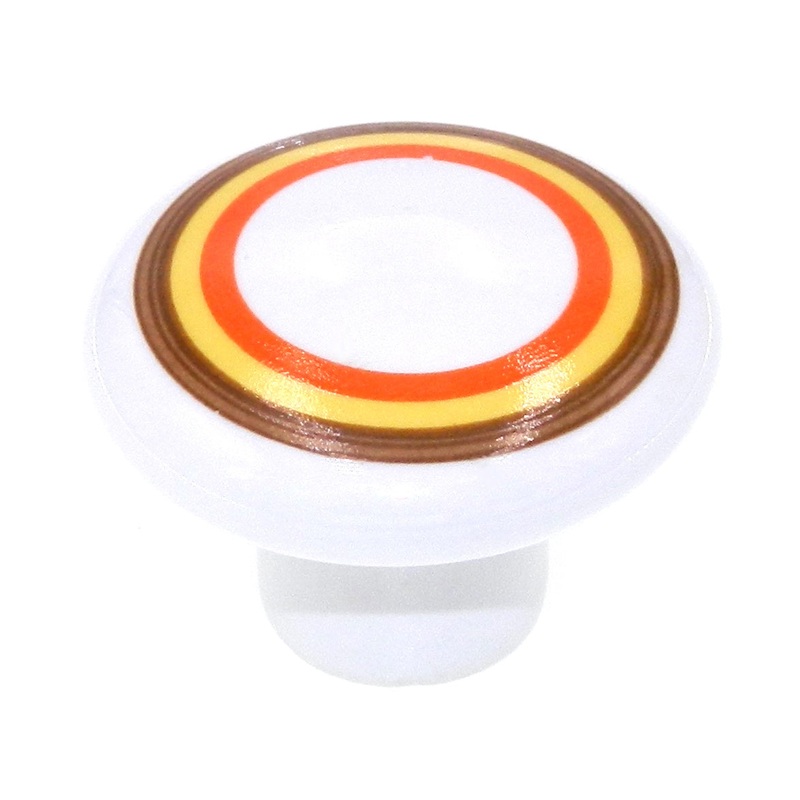 Vintage Amerock Ceramic White, Brown and Yellow 1 1/4 Cabinet Knob BP725A-CS4