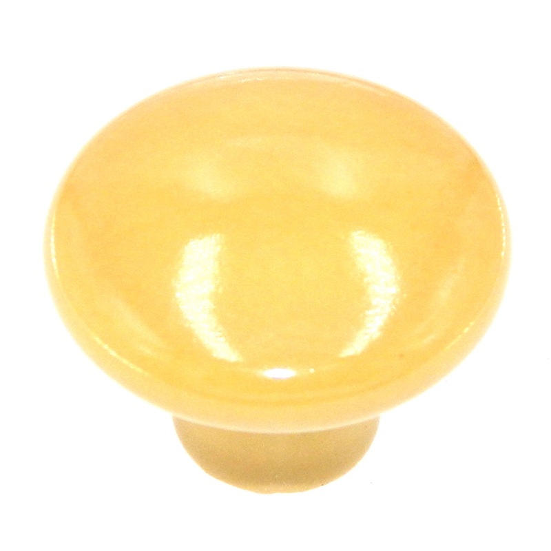 Vintage Amerock Ceramic Yellow 1 1/4 Round Cabinet Knob BP725A-HG