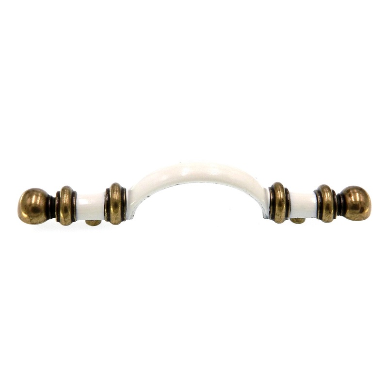 Vintage Amerock Charter Country White, Gold 3 Ctr. Cabinet Pull BP745-CW