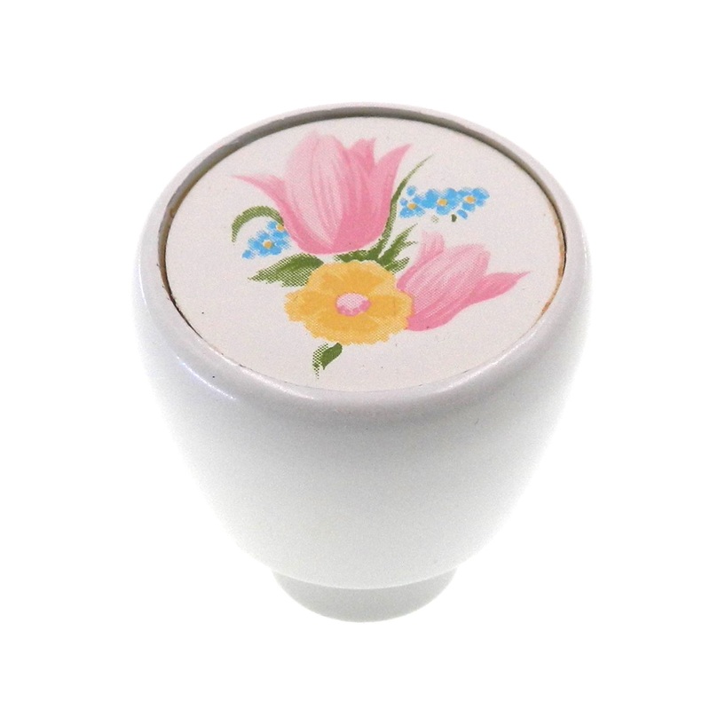 Vintage Amerock Fashionette Floral Tulip Time 1 1/4 Round Cabinet Knob A650-TT