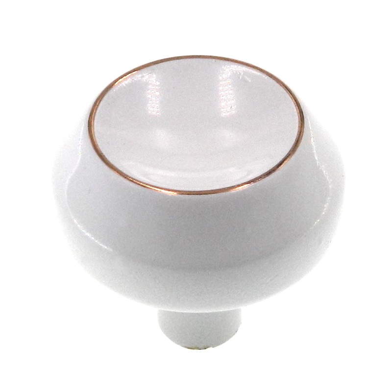 Vintage Amerock Heirloom Ceramoid White 1 1/8 Round Cabinet Knob A527-C1