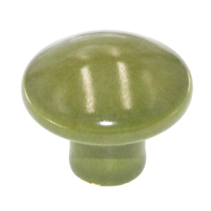 Vintage Amerock Porcelain Avacado Green 1 1/4 Round Cabinet Knob BP725A-AV