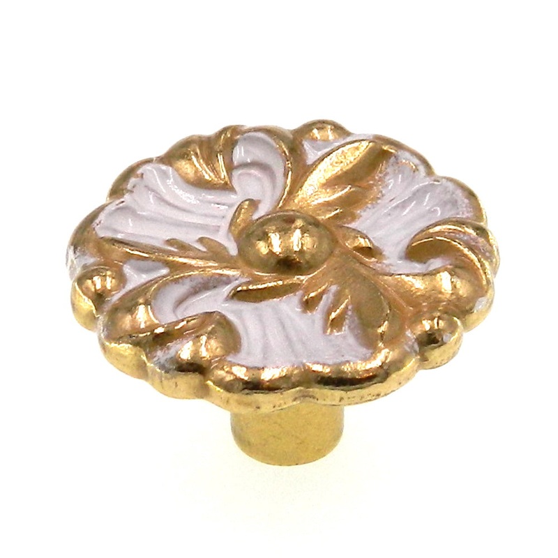 Vintage Amerock Provincial Ivory Gold 1 1/4 Round Cabinet Knob BP596-BW