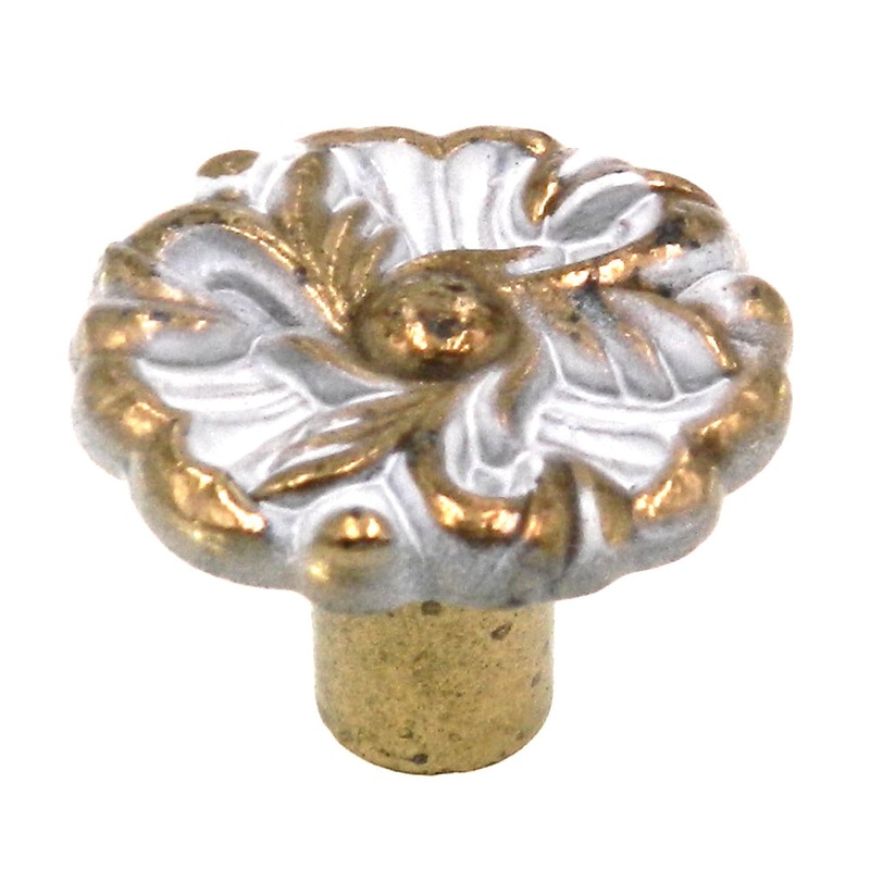 Vintage Amerock Provincial Ivory Gold 1 Round Cabinet Knob BP592-BW
