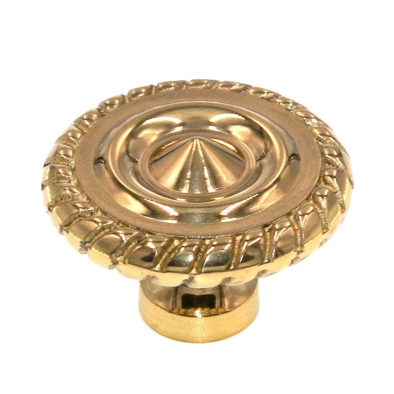 Amerock 1 1/4 Rope Edge Round Cabinet Knob Pull BP1959-B Polished Brass