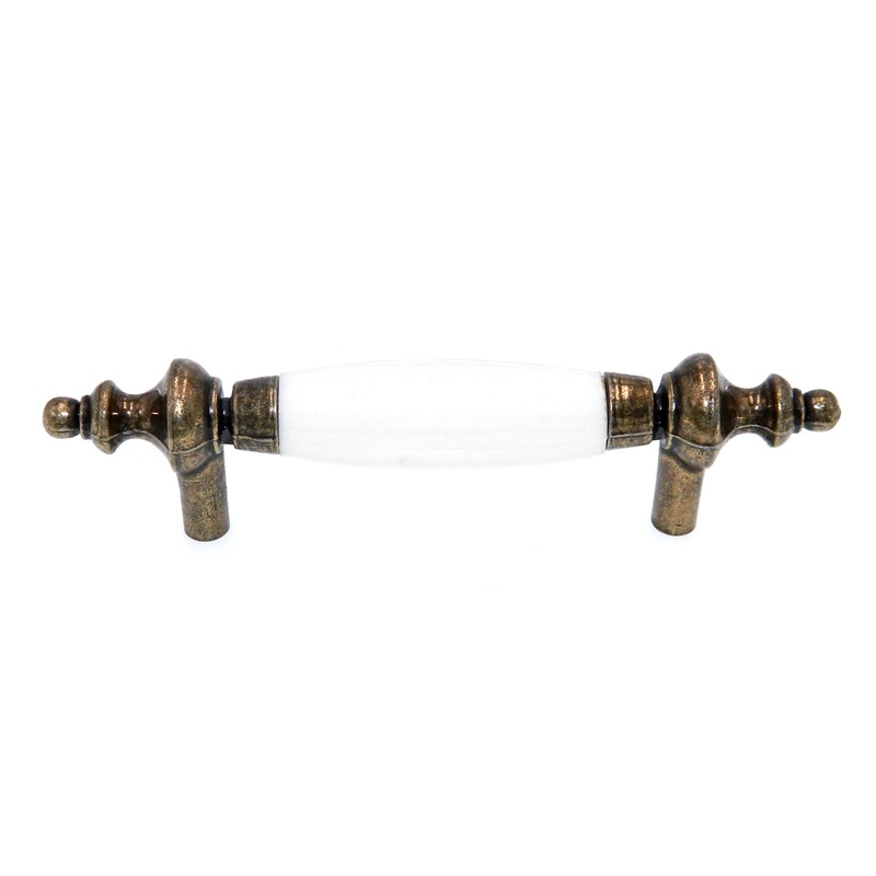 Amerock Allison Burnished Brass, White 3 Ctr. Cabinet Handle 69140