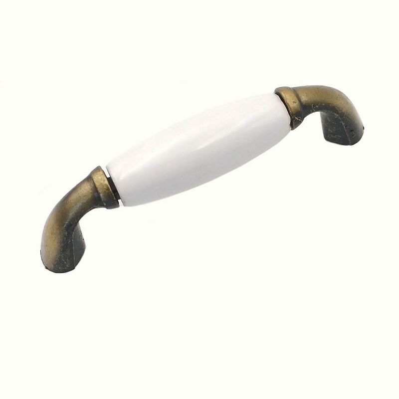 Amerock Classics Antique Brass, White 3 Ctr. Cabinet Handle BP35390-WB