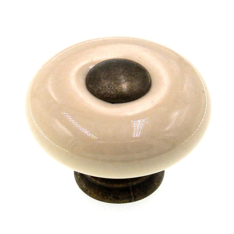 Amerock Furniture Trim Burnished Brass Almond 1 1/4 Round Cabinet Knob BP878-AM
